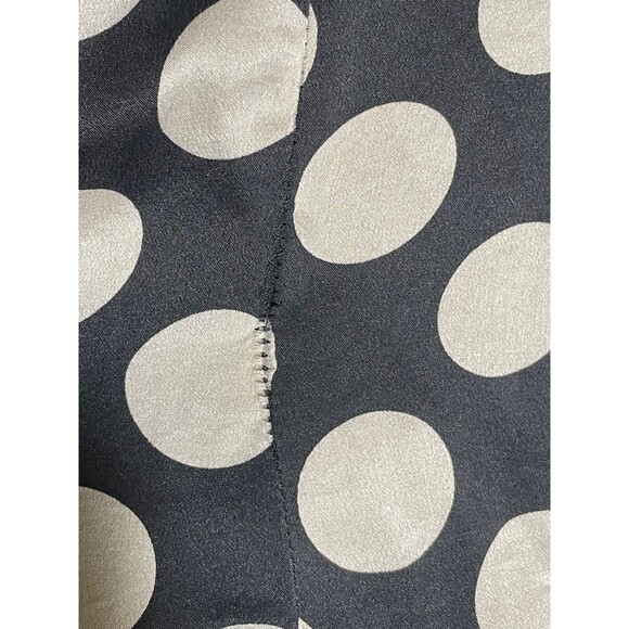 Black White Polka Dot Silk Dress Sleeveless Knee Length Tie Waist Saks Size 6 - Picture 8 of 12